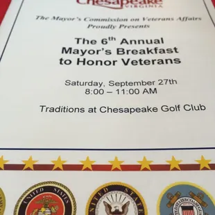 Annual Mayor's Breakfast honoring our Veterans!