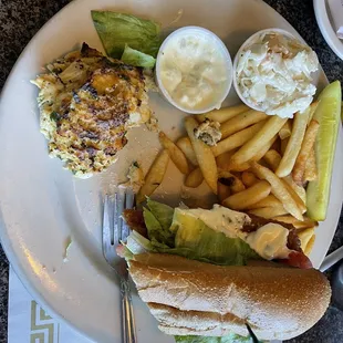 Fish and chips and a crab cake. Note this is only a half of the fish sandwich. It was so large I couldn't believe it.