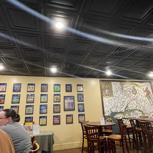 Wall with maps and older beers
