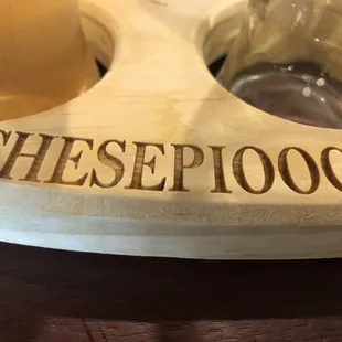 Beer sampler board. Nice carved logo.