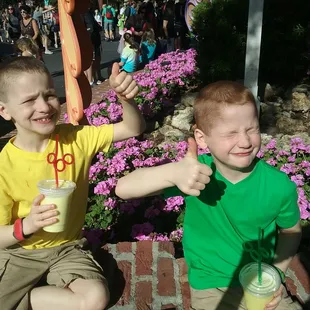 Frozen lemonade with Mickey straws