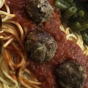 Wednesday's feature Italian food options like this spaghetti with homemade meatballs and sauce.