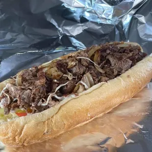 a meat and cheese sandwich