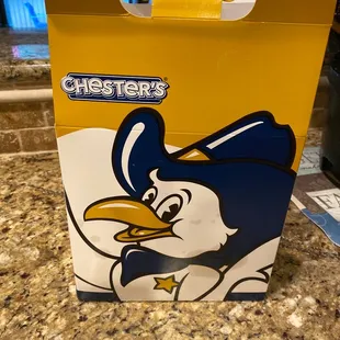 a close up of the logo on the box