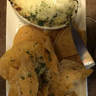 a plate of chips and dip