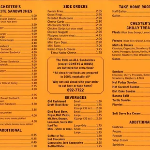 sushi and sashimi, menu