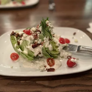 Wedge Salad with crumbles of bacon-my favorite