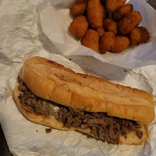 corn nuggets and original cheesesteak