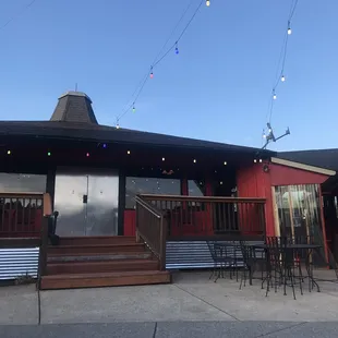 Super sweet patio set up! But bar food is a little pricey. $12 for 7 small chicken wings..