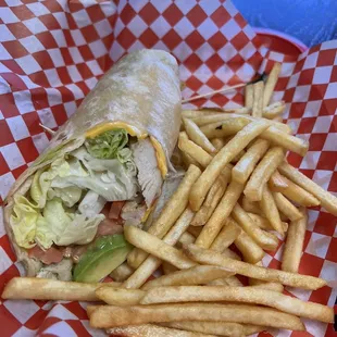 Grilled Chicken Wrap with Fries