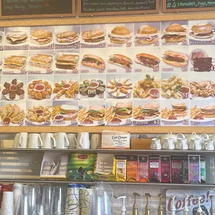 a menu of sandwiches and other foods