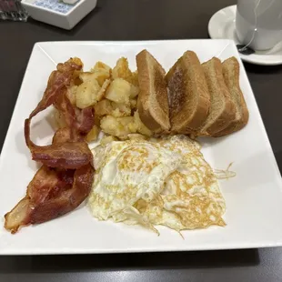 Three egg meal with side of bacon