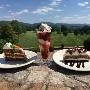 two desserts and a drink