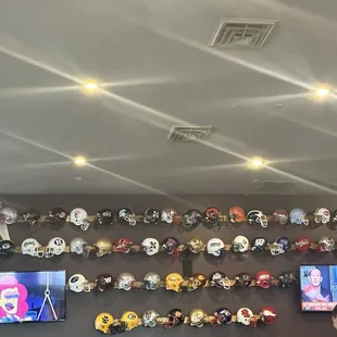 helmets on the wall