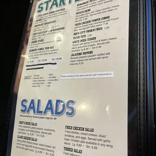 menu