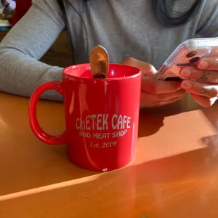 Hot cup of fresh coffee.