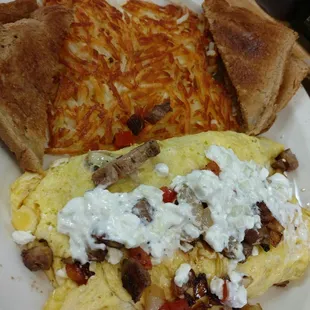 Gyro omlet as big as my head! So delicious!