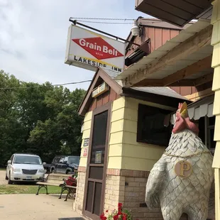 The iconic Grain Belt sign proudly flies over Chet's.