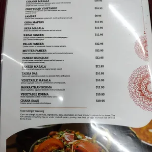 the menu