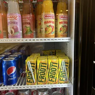 Drinks, including Frooti, a creamy mango drink