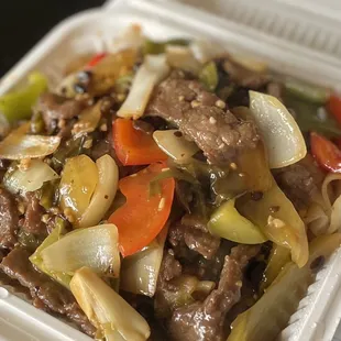 I2. Beef Chow fun with  picked veggies