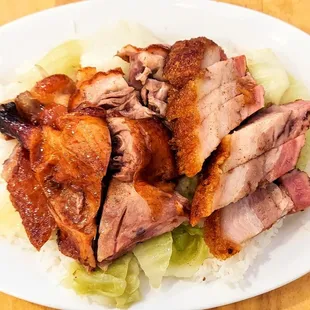 Roast Duck Roast Pork combo over rice