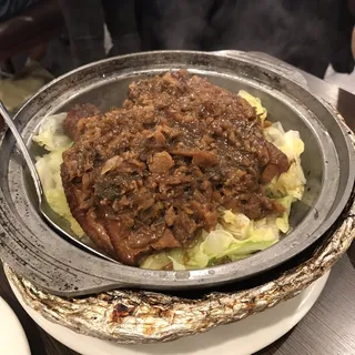 I-16. Braised Pork Belly and Preserved Veggie in Clay Pot.