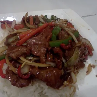 22. Tofu beef over Rice Plate