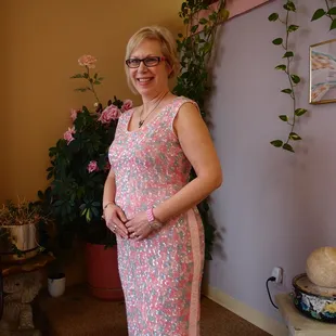 Custom dress gussets on a cocktail dress