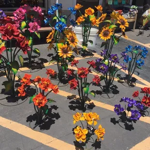 Metal painted flowers