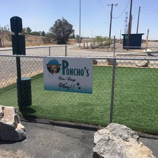 Poncho&apos;s pee and play area