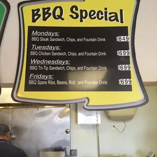 menu for bbq special