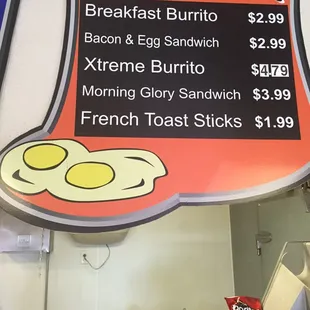 breakfast menu