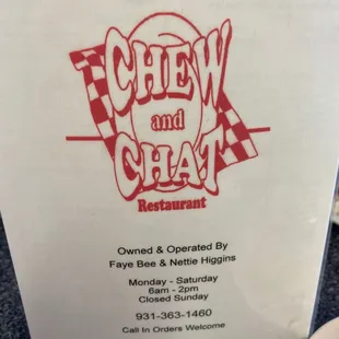 The menu cover.