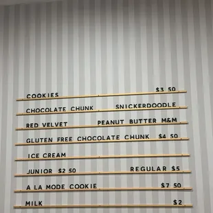 Menu as of October 2024