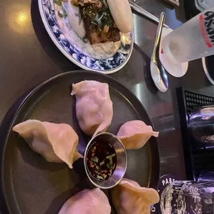 Pork and cabbage dumplings and gua bao