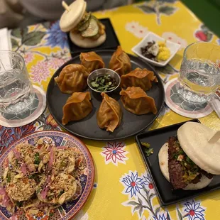 Beef Kimchi Gyoza, Gua Bao, Karaage Bao, Dressed Eggs
