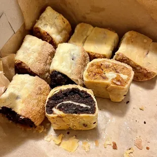 a variety of pastries in a box