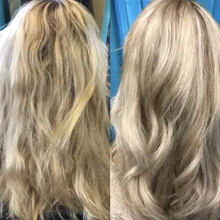 Before and after touch up weave