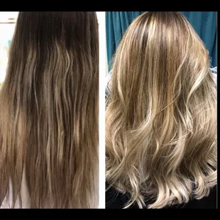 Before and after balayage