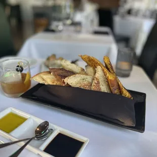 On the right is delicious pumpkin bread, which I've never had before. Great way to start the meal! Don't forget the roasted garlic!