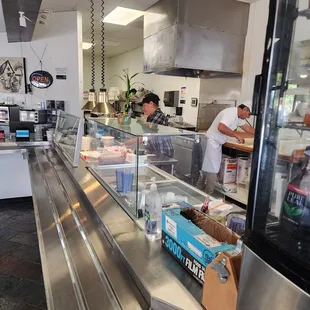 the counter area of a restaurant