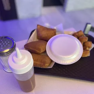 Beignets and Pillows with honey and sugar