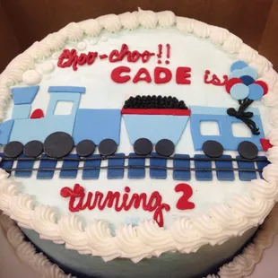 a cake with a train on it