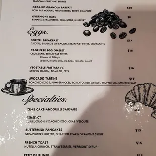 Breakfast menu