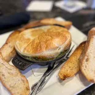 a plate of bread and a pie
