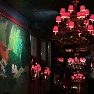 a chandelier in a restaurant