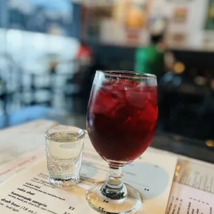 Sake Shot $2 and Sangria $4