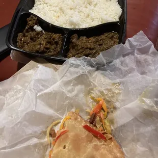 Haitian Legumes with Beef White Rice Pate Kode (I cut in 1/2)