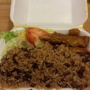 a plate of rice and beans